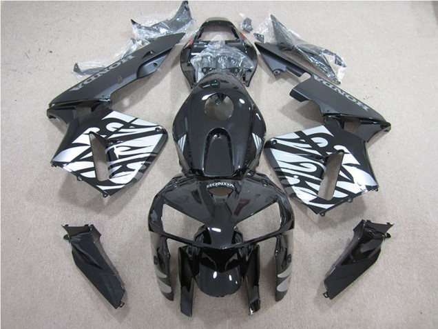 Carénage Moto Honda CBR600RR 2005-2006 - Noir Brillant Argent Flamme