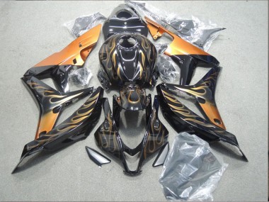 Carénages Moto Honda CBR1000RR 2004-2005 - Noir Brillant Or Flamme Vendre