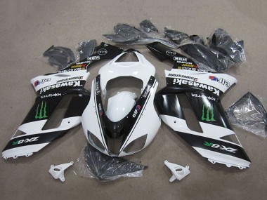 Carénages Moto Kawasaki ZX6R 2007-2008 - Noir Blanc Monstre Vendre