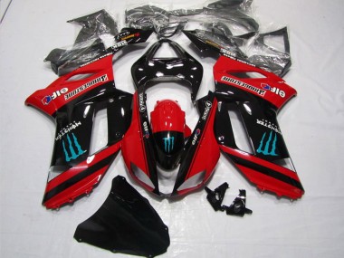 Carénages Moto Kawasaki ZX6R 2007-2008 - Rouge Noir Monstre Vendre