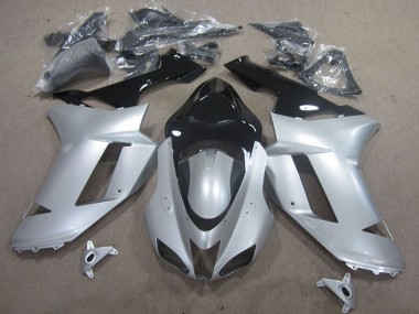 Carénages Moto Kawasaki ZX6R 2007-2008 - Argent Noir Vendre