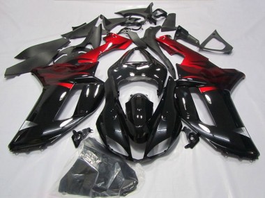 Carénages Moto Kawasaki ZX6R 2007-2008 - Noir Rouge Vendre