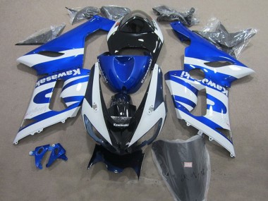 Carénages Moto Kawasaki ZX6R 2005-2006 - Bleu Blanc Noir Vendre