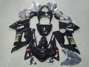 Carénages Moto Kawasaki ZX6R 2005-2006 - Noir Brillant Vert Monstre Vendre
