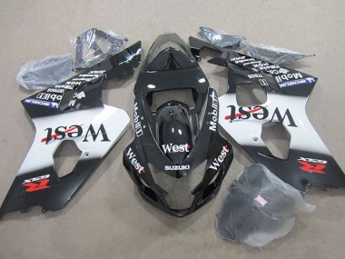 Carénages Moto Suzuki GSXR 750 2004-2005 - Noir Brillant Blanc West Mobil Vendre