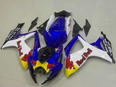 Carénages Moto Suzuki GSXR 750 2006-2007 - Bleu Blanc Jaune Red Bull Vendre