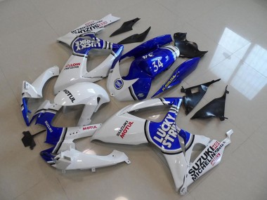 Carénages Moto Suzuki GSXR 750 2006-2007 - Blanc Bleu Lucky Strike Motul 34 Vendre