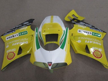 Carénages Moto Ducati 748 1993-2005 - Jaune Blanc Vert Shell Info Strrda Vendre
