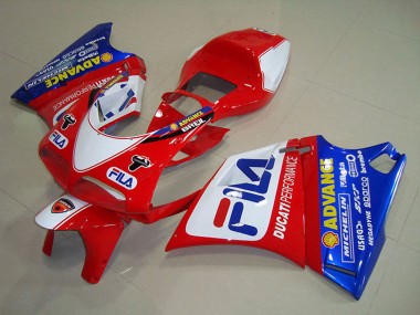 Carénages Moto Ducati 748 1993-2005 - Blanc Rouge Bleu Fila Vendre