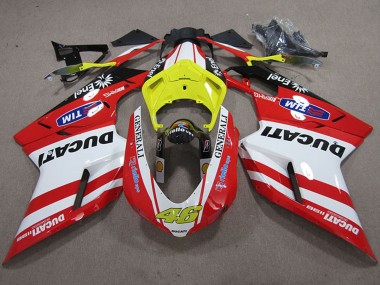 Carénages Moto Ducati 1198 2007-2014 - Blanc Jaune Rouge Generali 46 Vendre