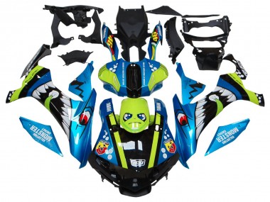 Carénages Moto Yamaha YZF R1 2015-2019 - Bleu Vert Noir Requin Vendre