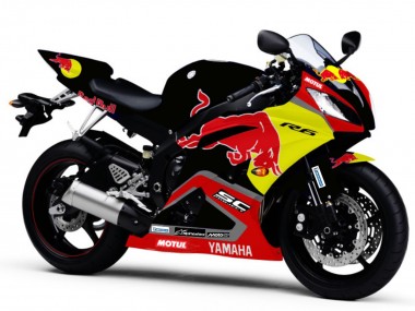 Carénages Moto Yamaha YZF R6 2006-2007 - Noir Brillant Jaune Red Bull Motul Vendre